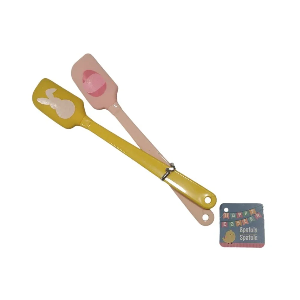 2 Small Easter Spatulas Yellow and Pink Bunny and Easter Egg New with Tags NWT